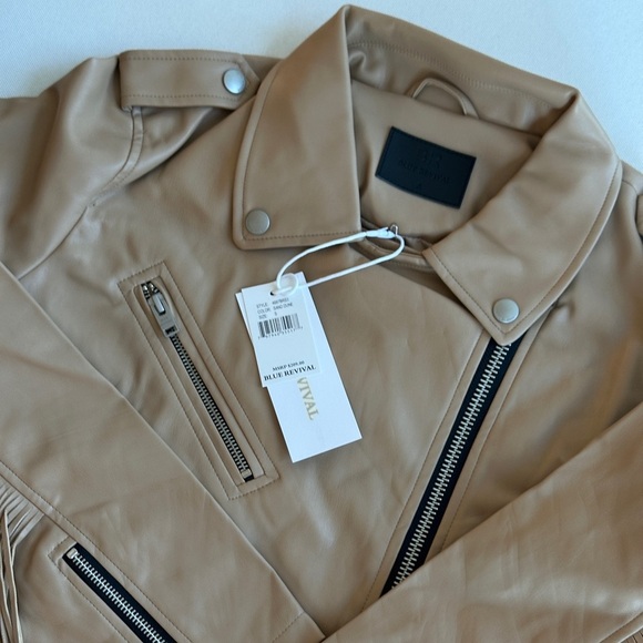 NWT Blue Revival The Way She Moves Unreal Leather Jacket - Sand Dune - Picture 6 of 7